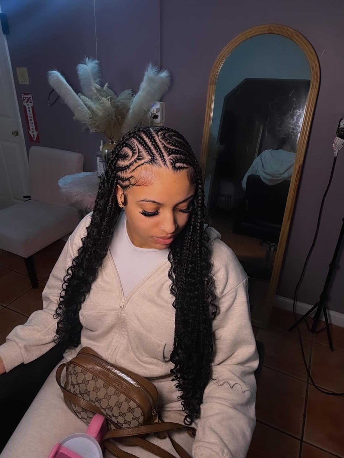 Curly Fulani Braids With Defined Headband Design