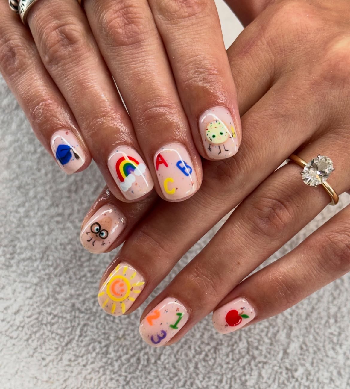 Cute Back To School Cartoon Nail Art