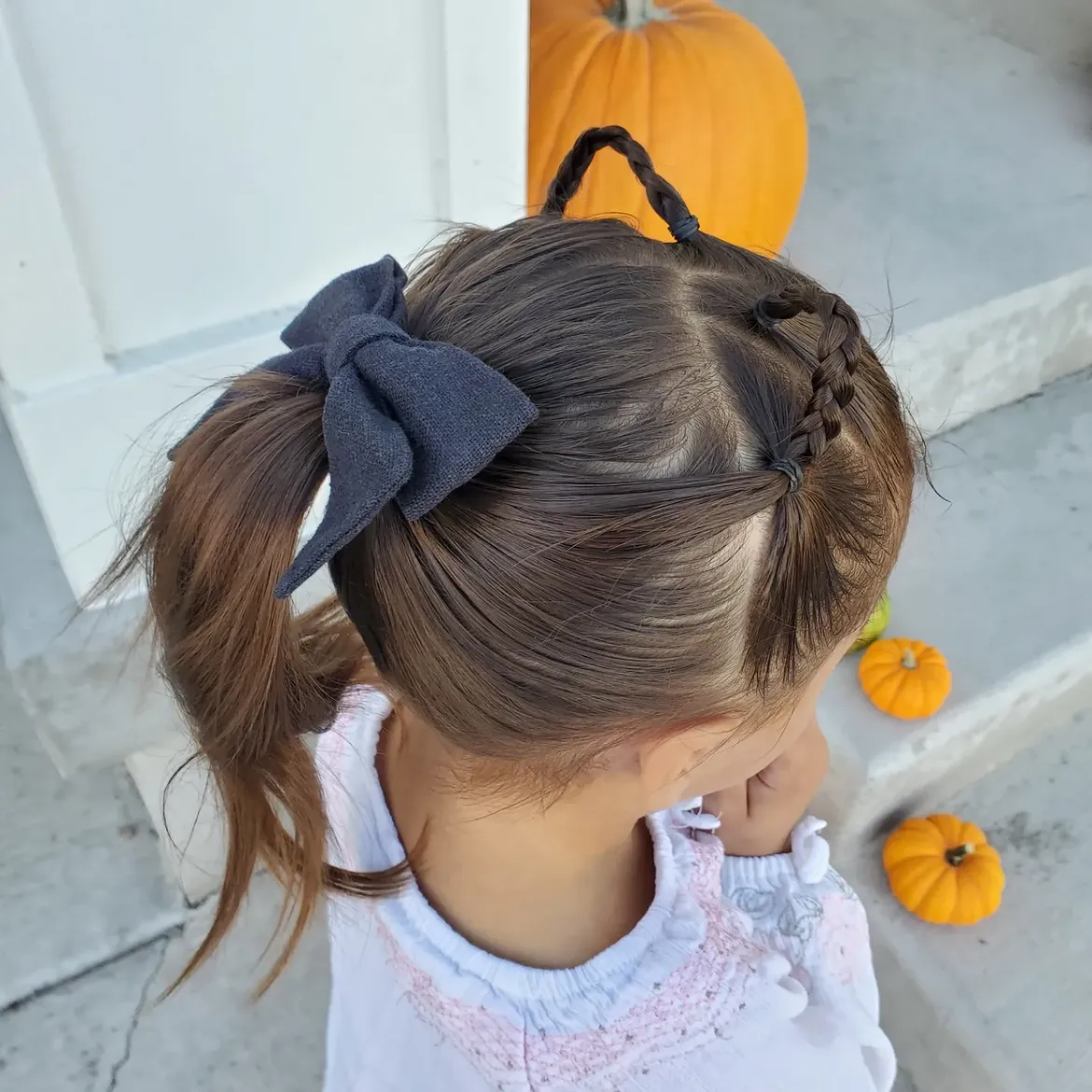 Cute Pigtails with Tiny Braids and Bow