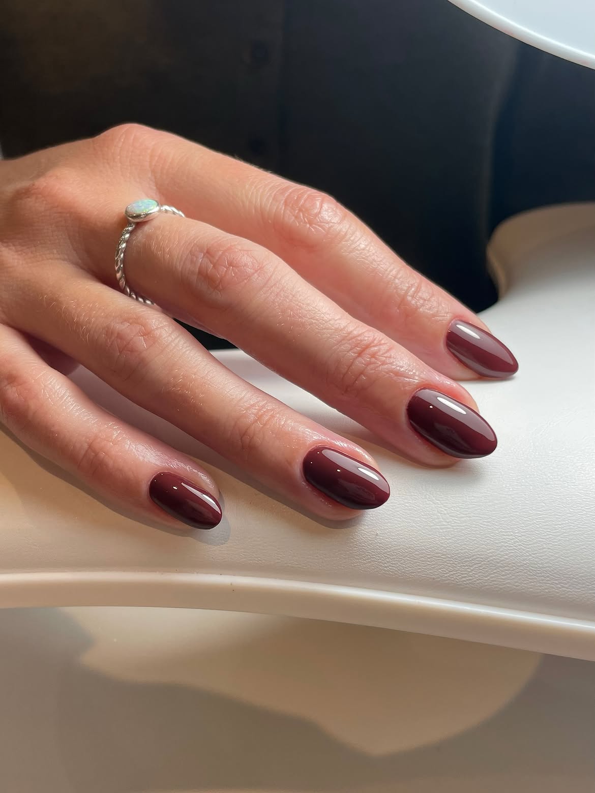 Deep Burgundy High Gloss Oval Nails