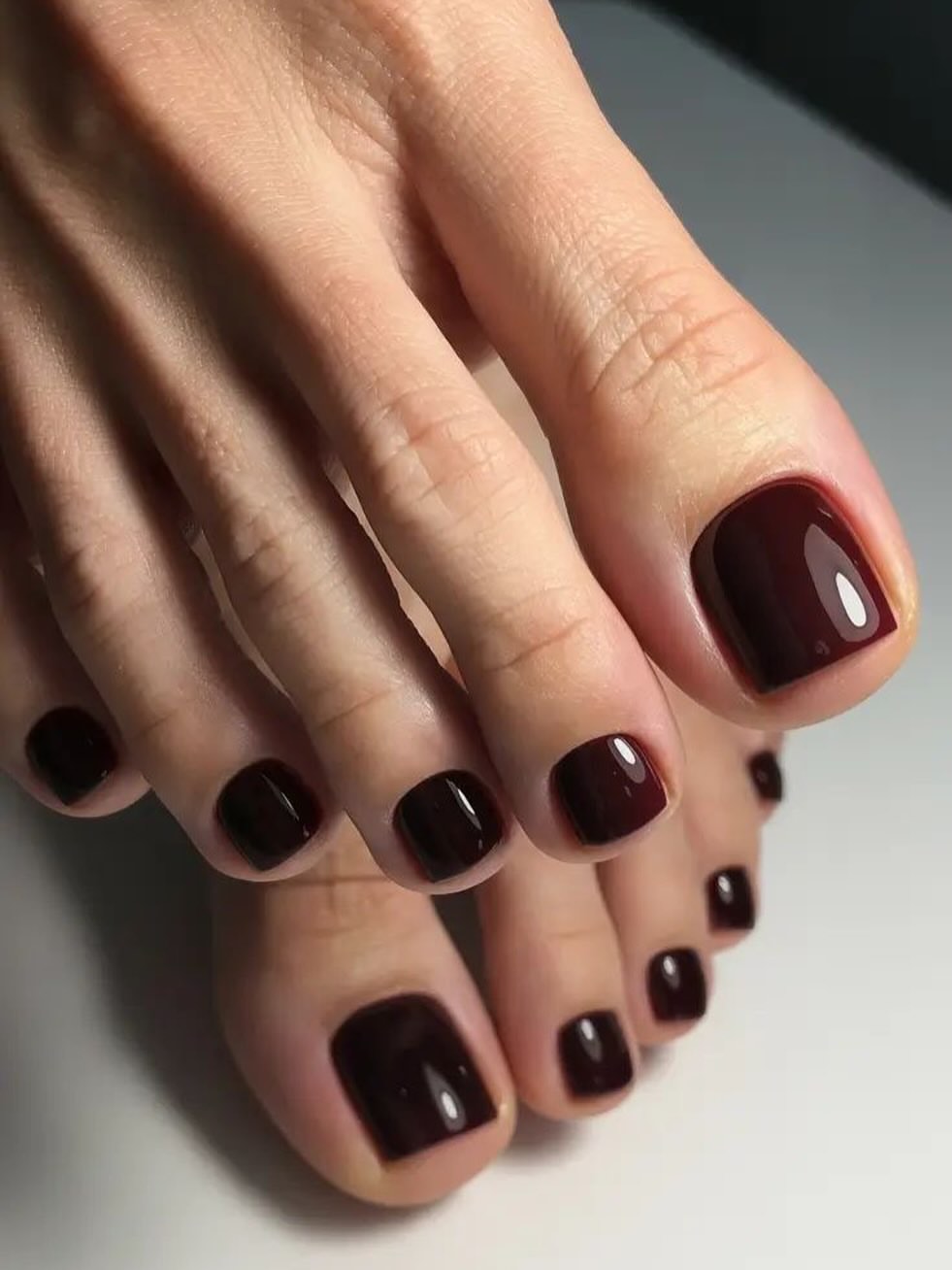 Deep Burgundy High Gloss Pedicure
