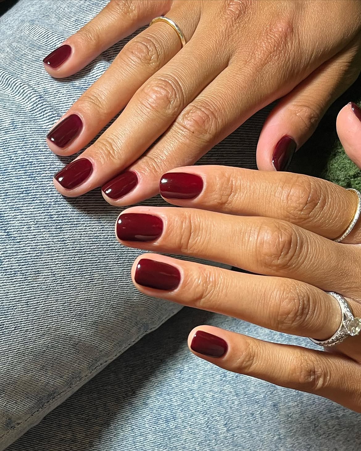 Deep Burgundy High Gloss Short Squoval Nails