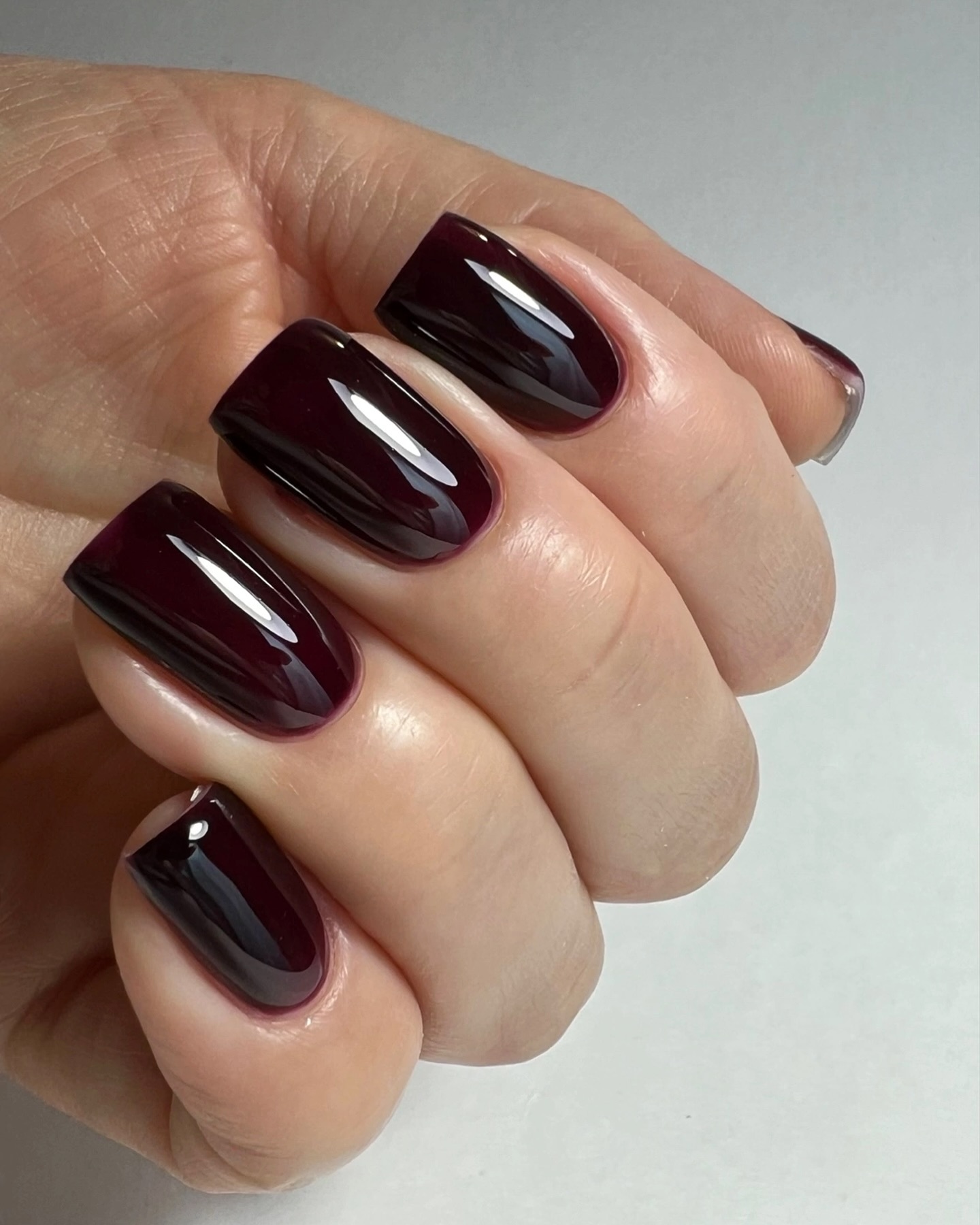 Deep Burgundy High Gloss Square Nails