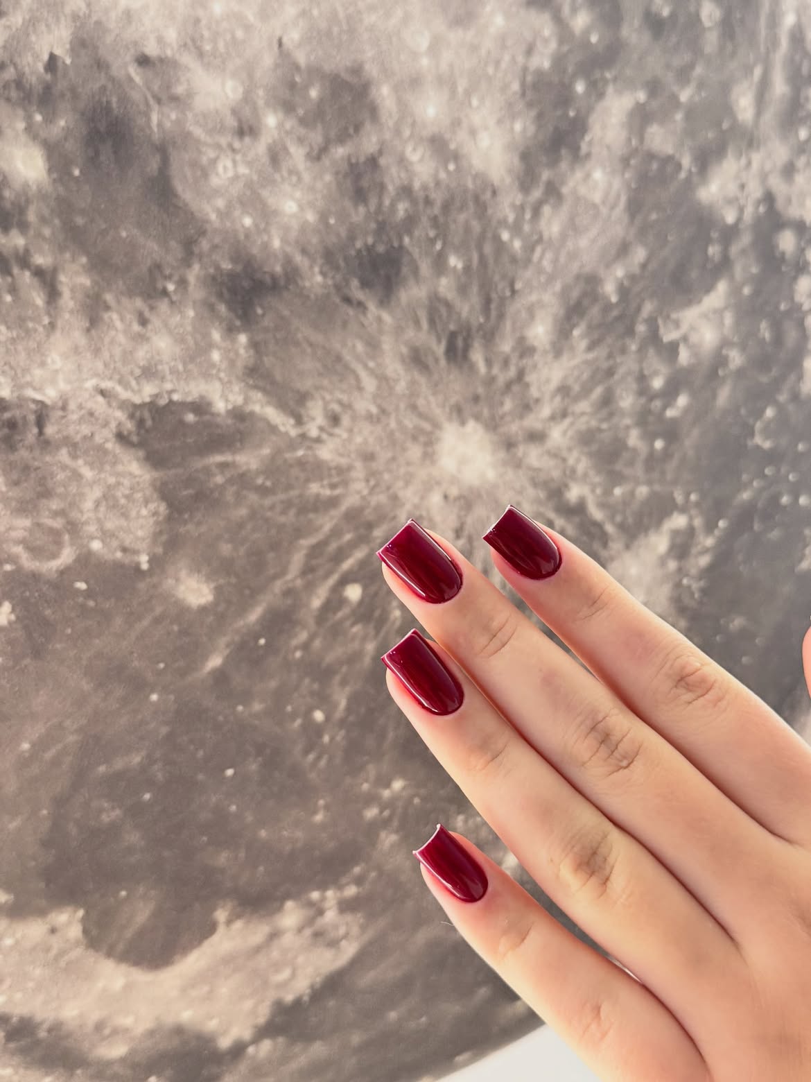 Deep Burgundy High Gloss Square Nails