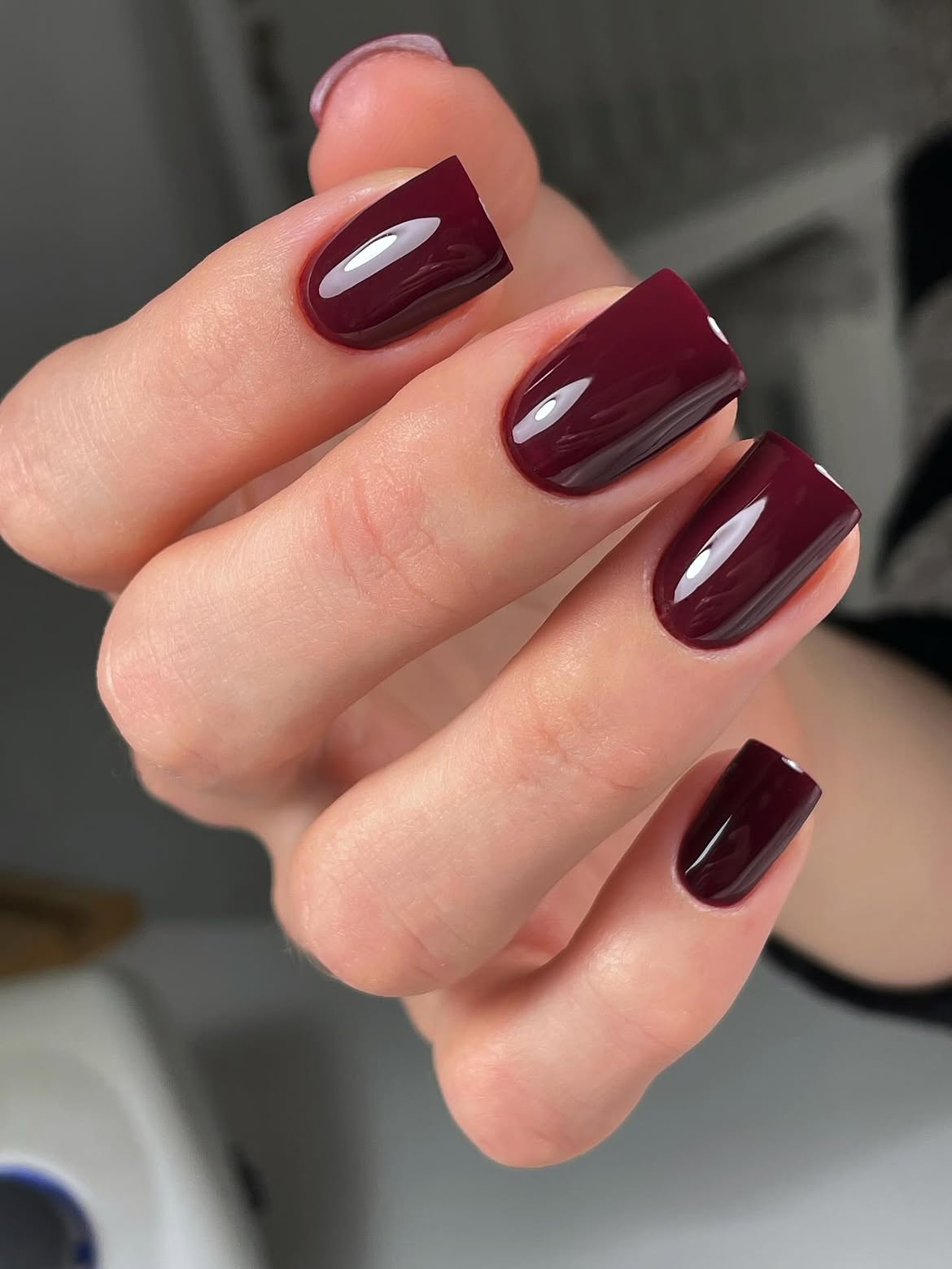 Deep Burgundy High Gloss Square Nails