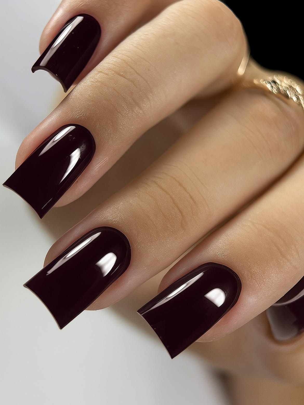 Deep Burgundy High Gloss Square Nails
