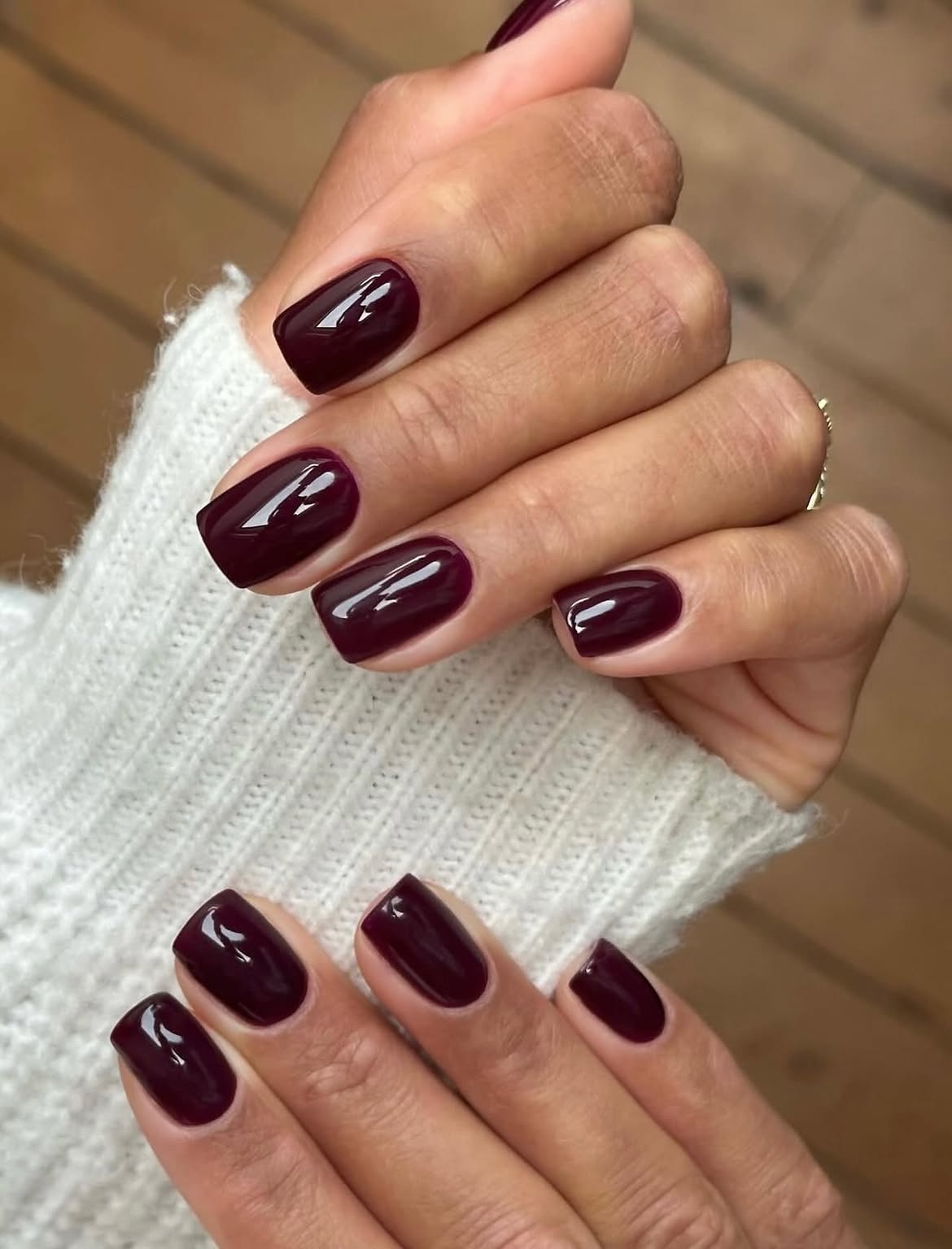 Deep Burgundy High Gloss Squoval Nails