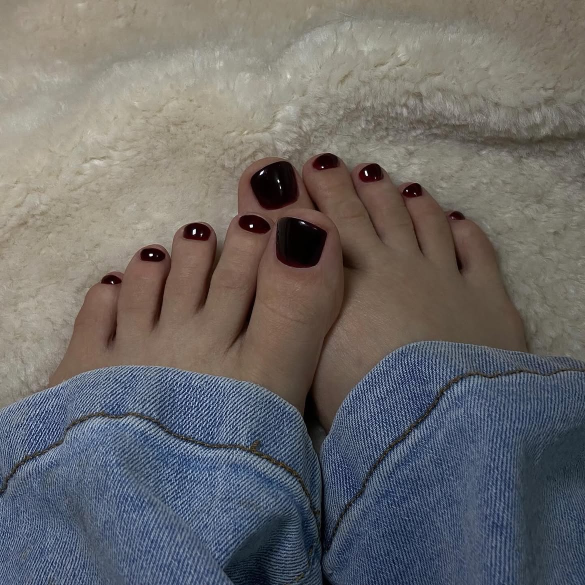 Deep Burgundy Square Pedicure