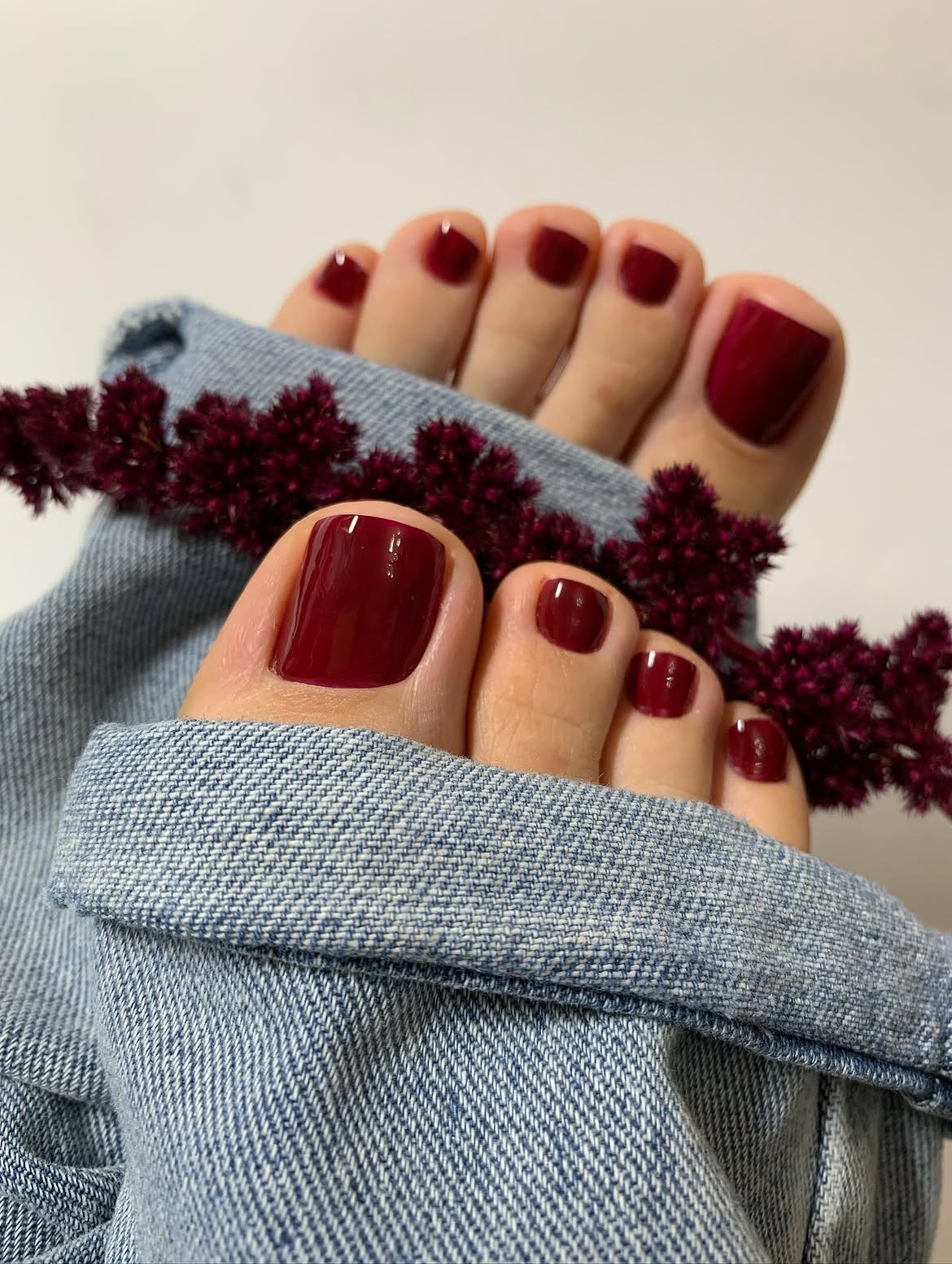 Deep Burgundy Square Pedicure