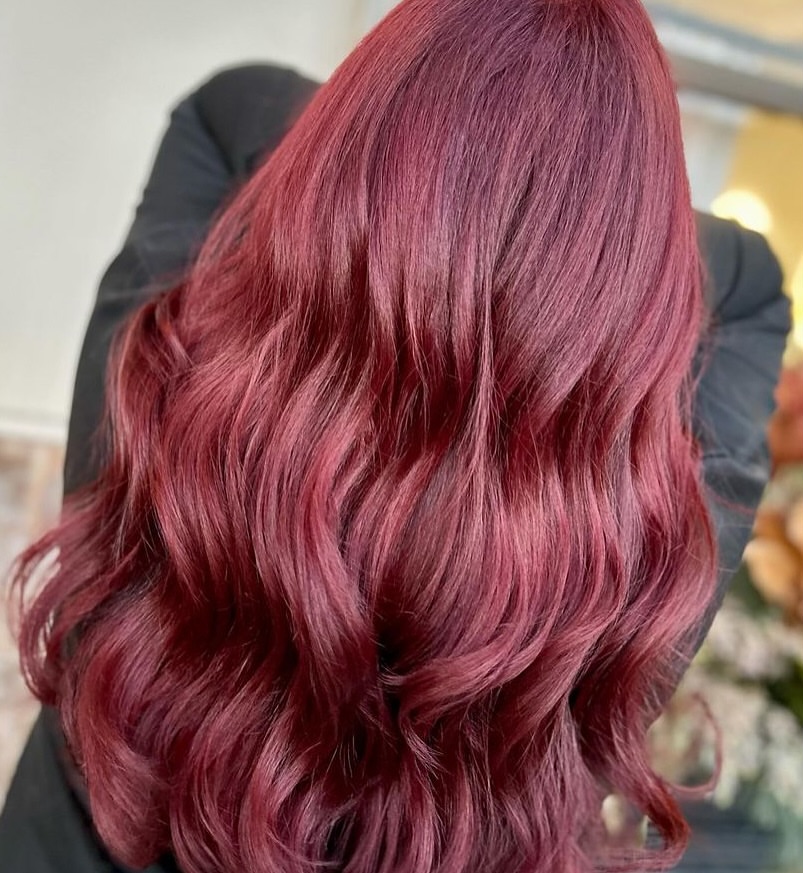 Deep Cherry Cola Waves With Rich Burgundy Undertones