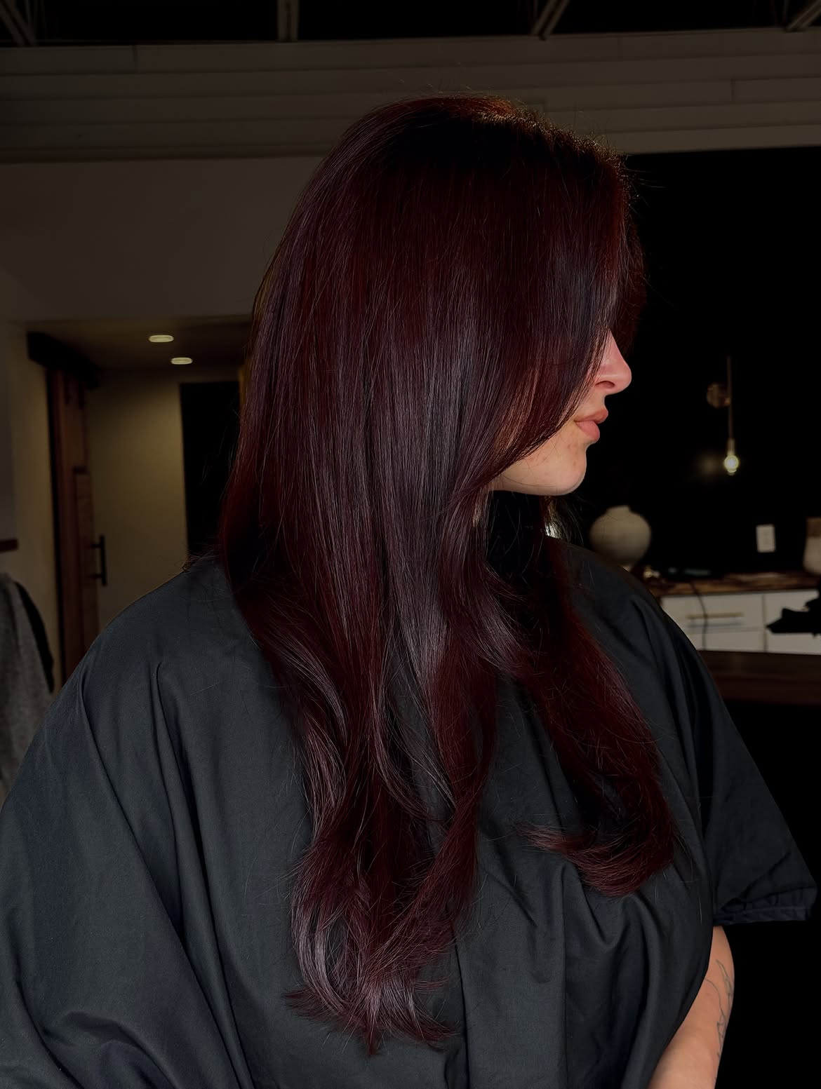 Deep Cherry Cola With Face Framing Layers