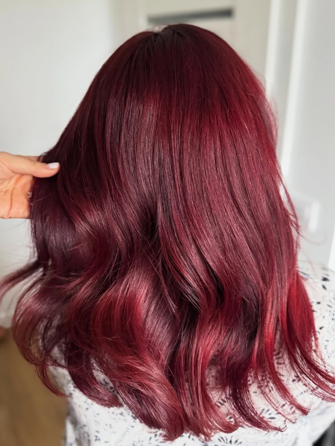 Deep Cherry Red Waves With Subtle Red Highlights