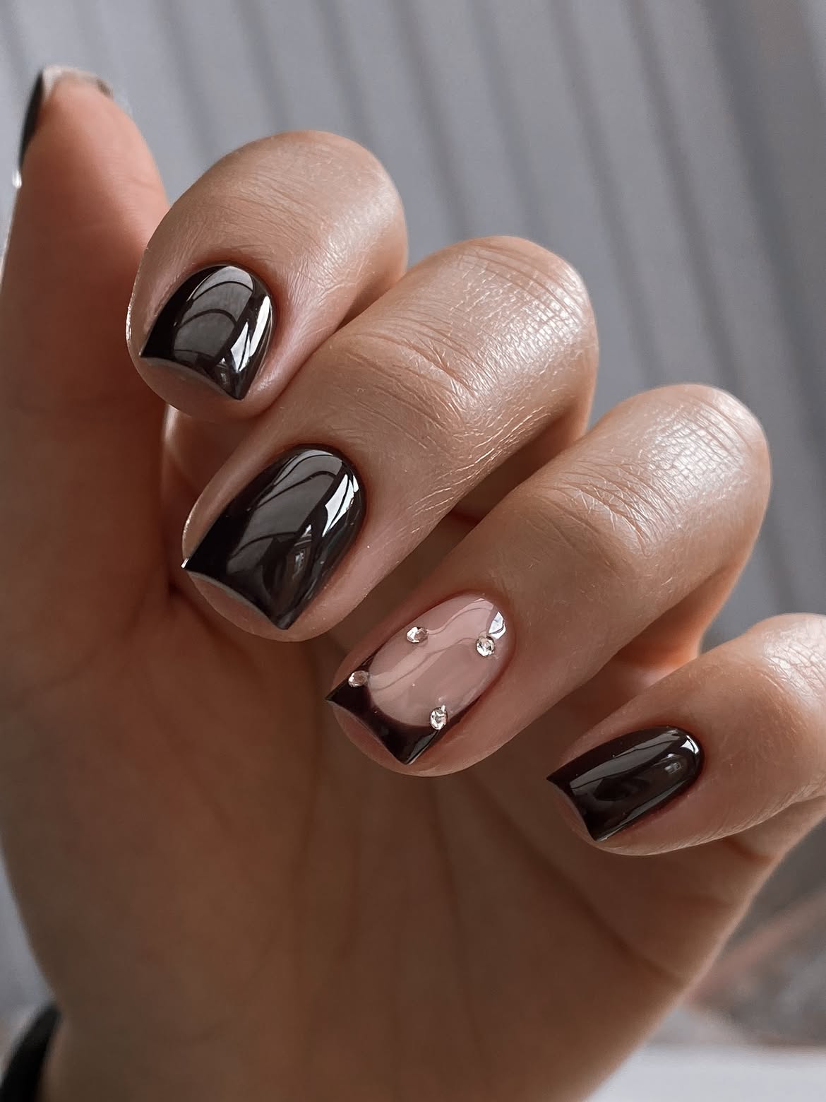 Deep Espresso Aura French with Diamonds