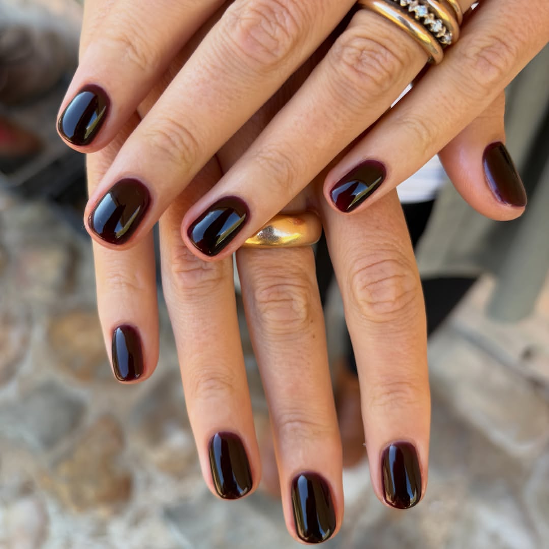 Deep Espresso Glossy Oval Nails
