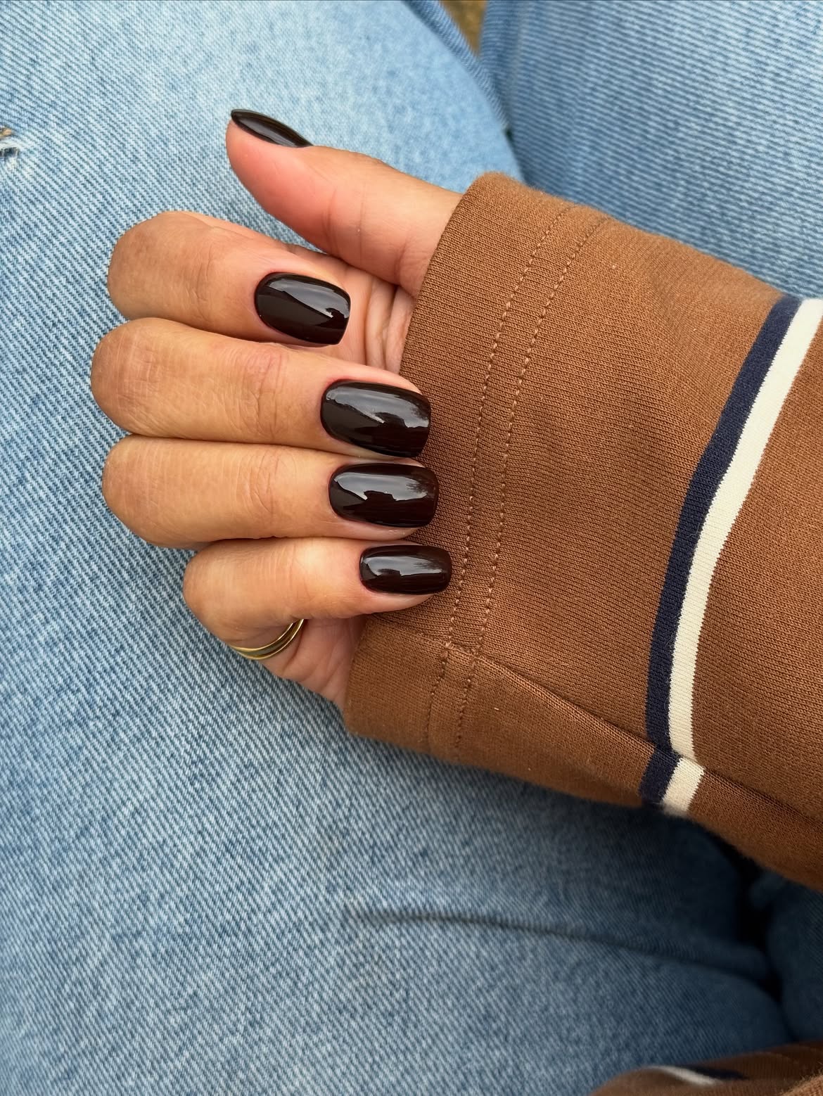 Deep Espresso Glossy Square Nails