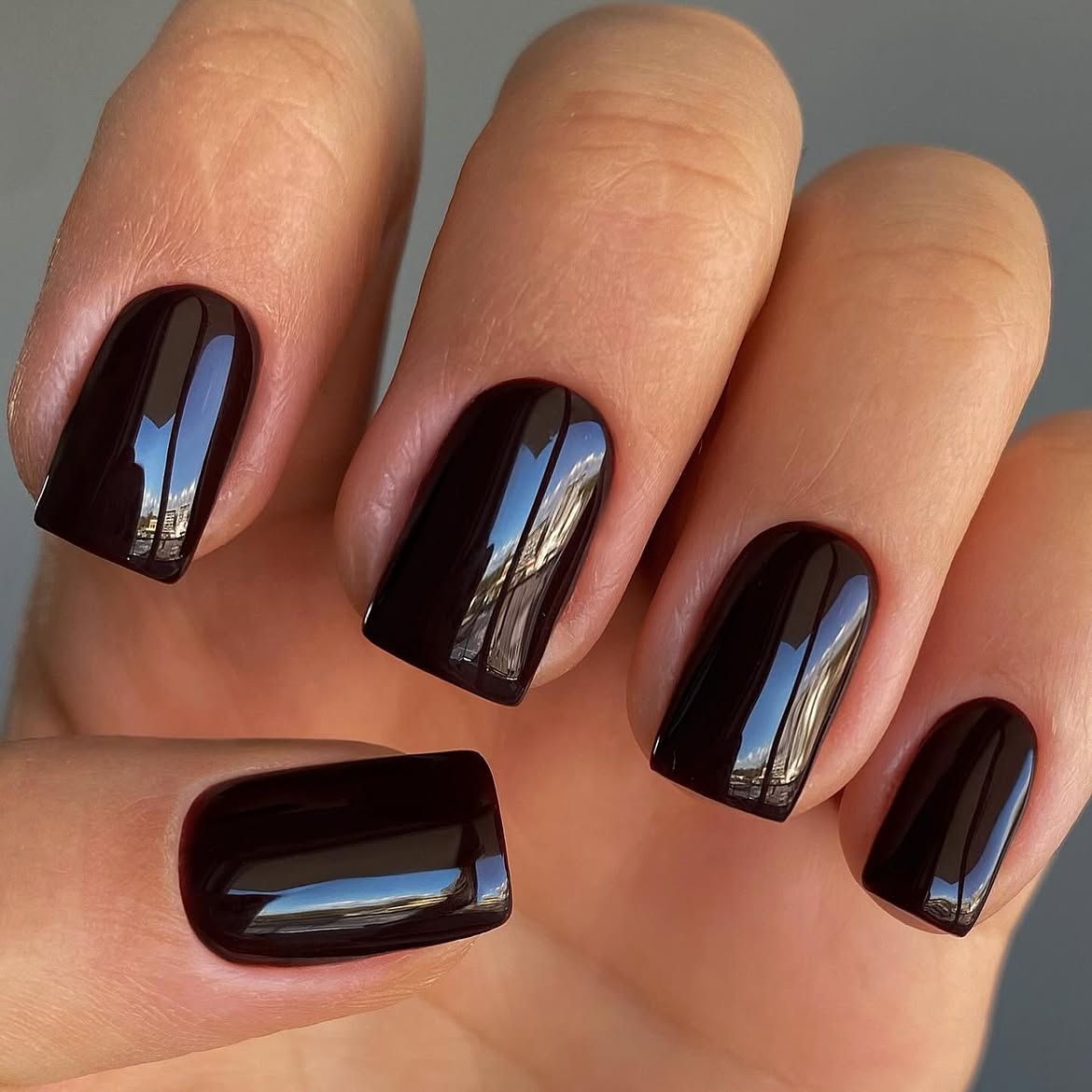 Deep Espresso Glossy Squoval Nails