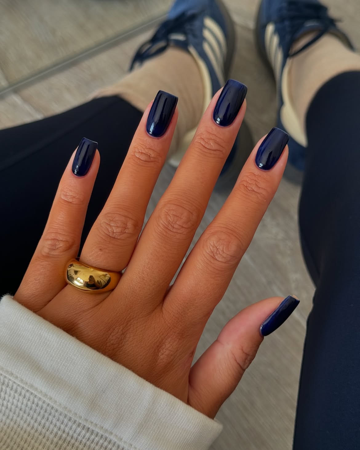 Deep Navy Glossy Square Nails