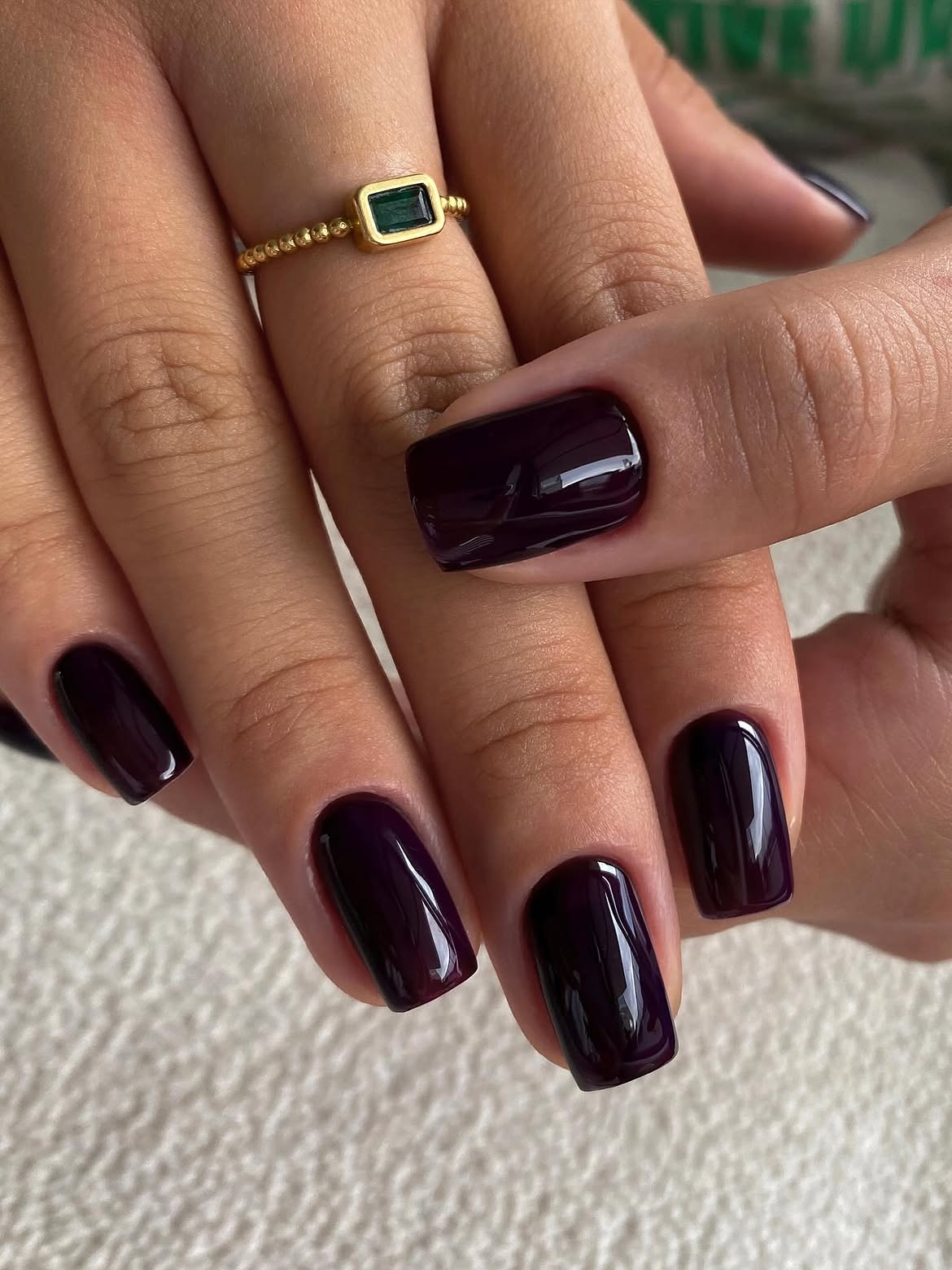 Deep Plum Glossy Square Nails