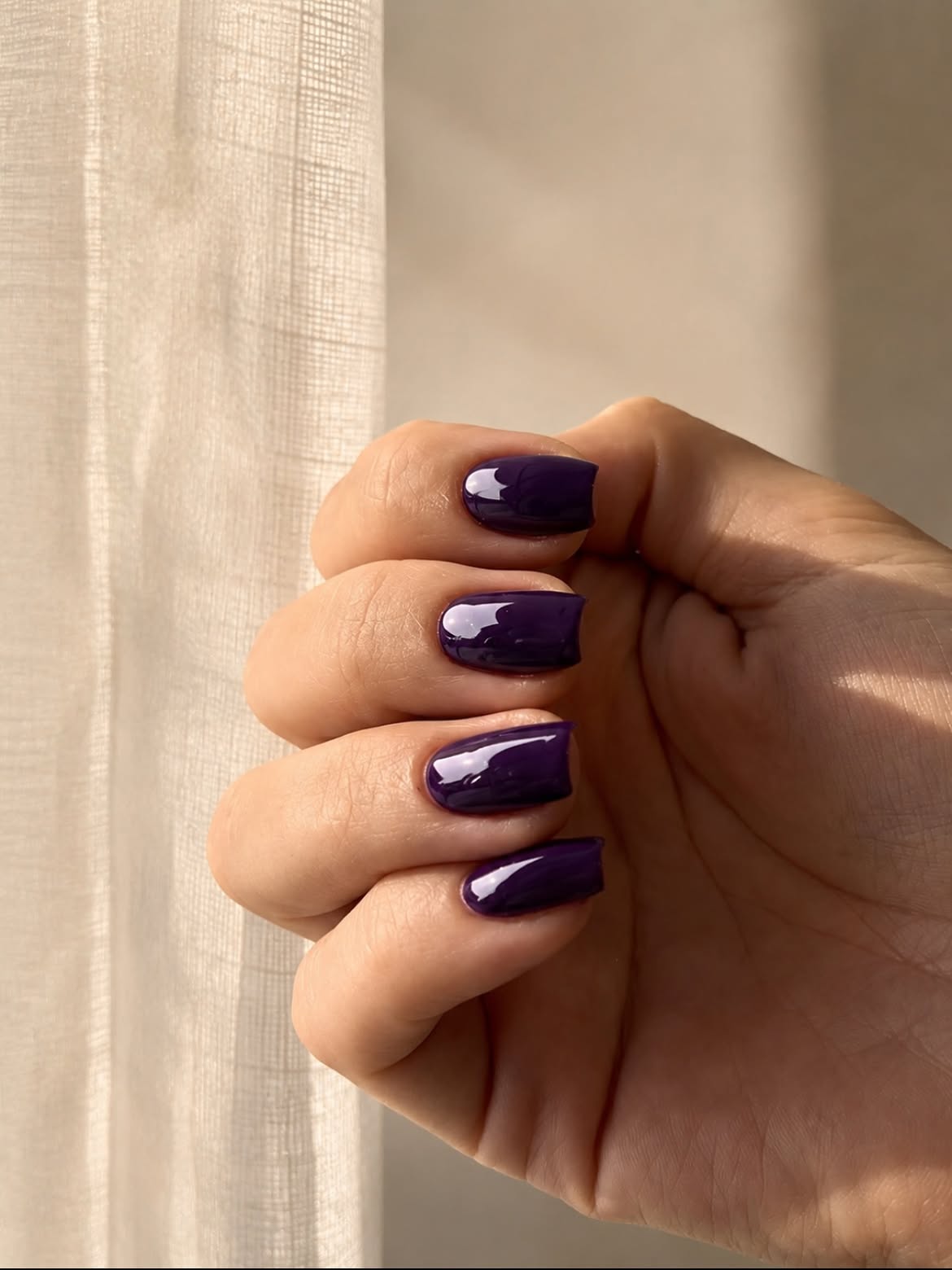 Deep Plum Glossy Square Nails