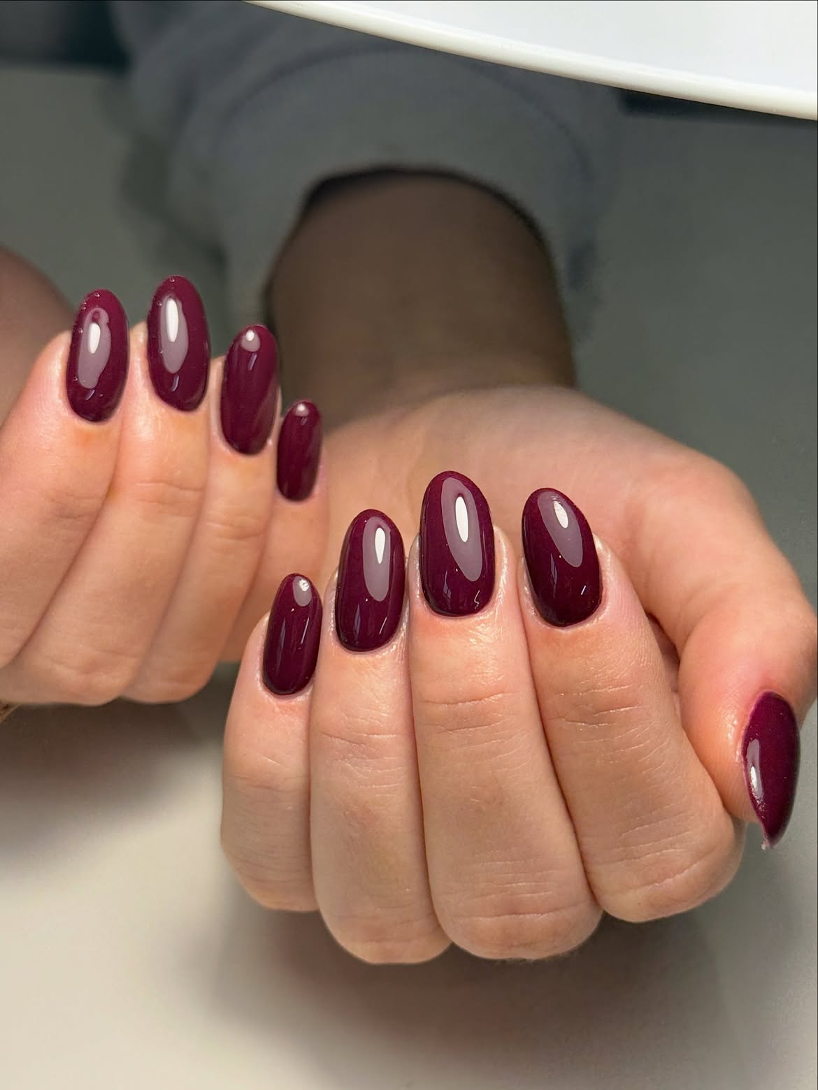 Deep Plum Oval Glossy Manicure