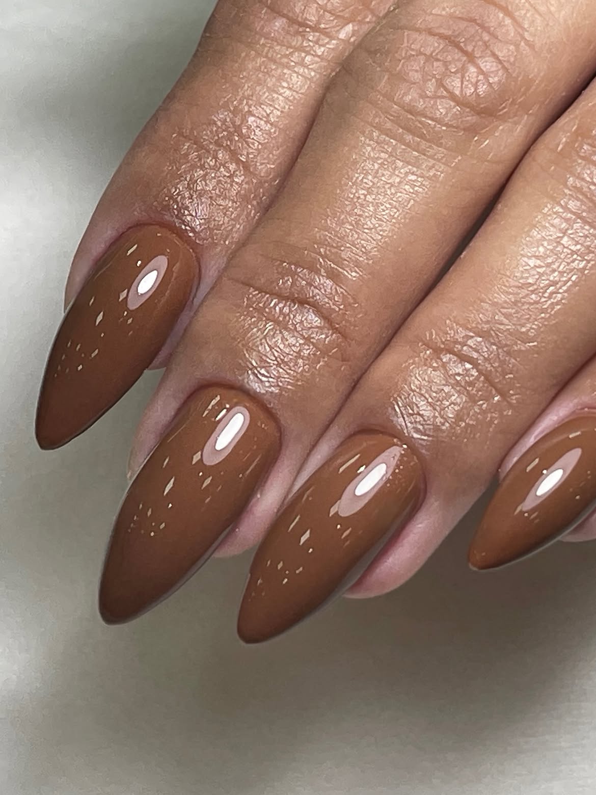 Earthy Chocolate Almond Glossy Nails