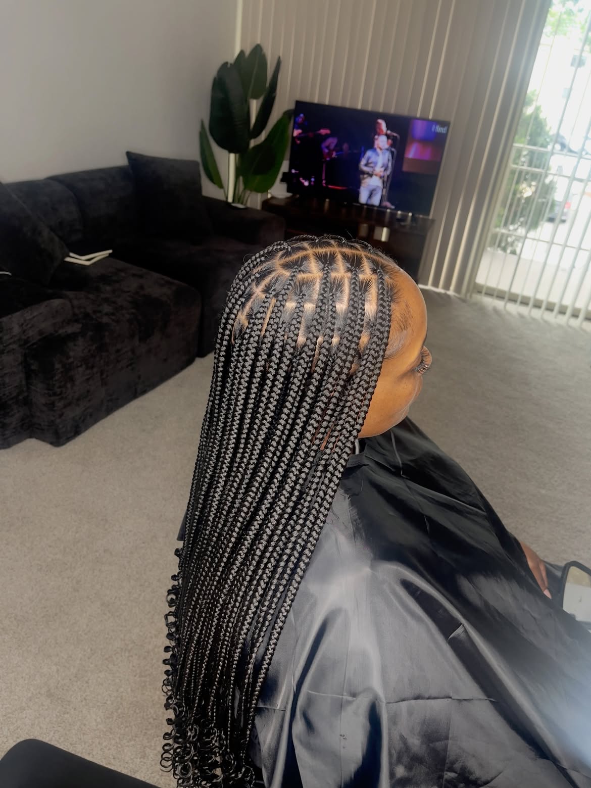 Elegant Box Braids With Curly Ends