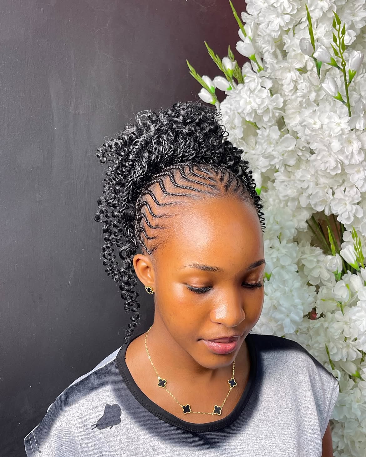 Elegant Fulani Braids With Curly High Ponytail