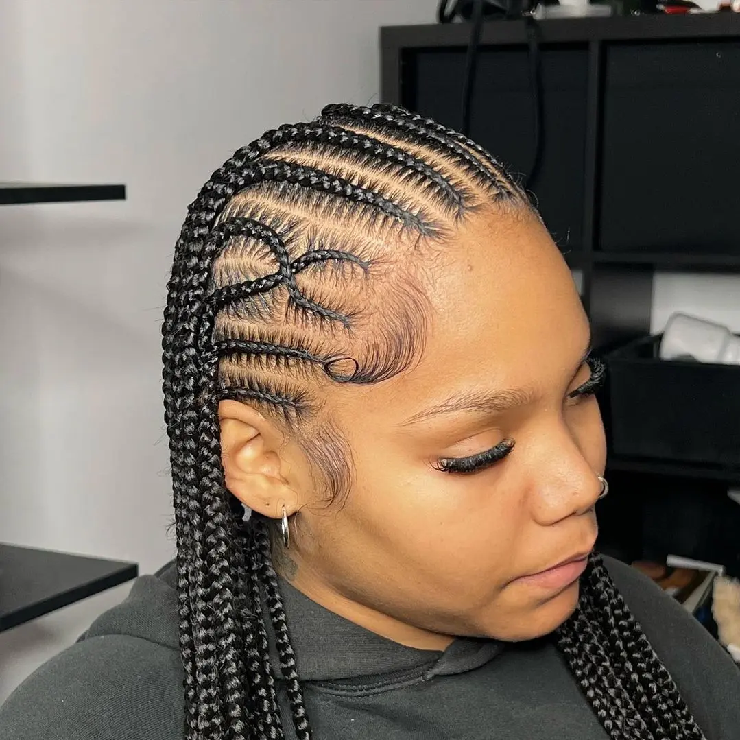 Elegant Fulani Braids With Heart Design
