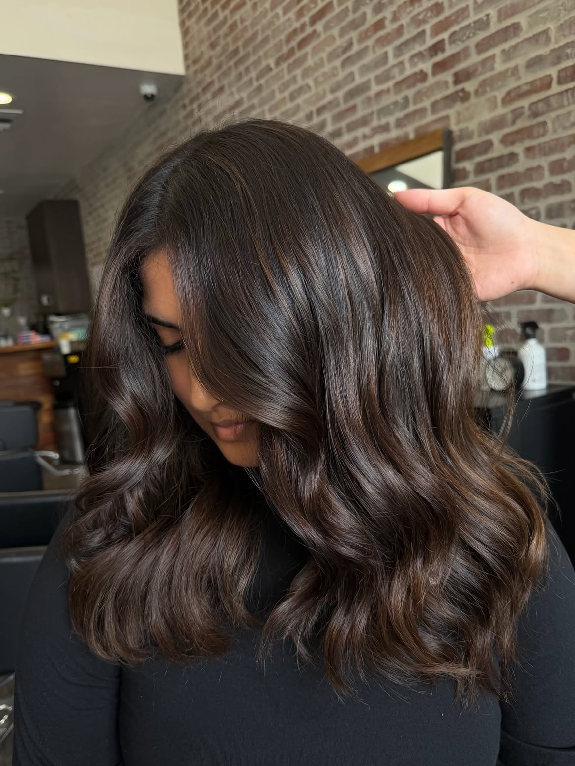Espresso Brown Balayage With Soft Waves