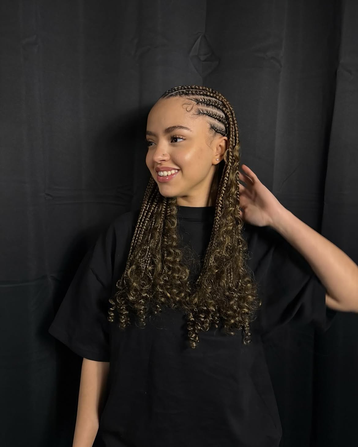 Fulani Braids With Curly Ends Heart Design