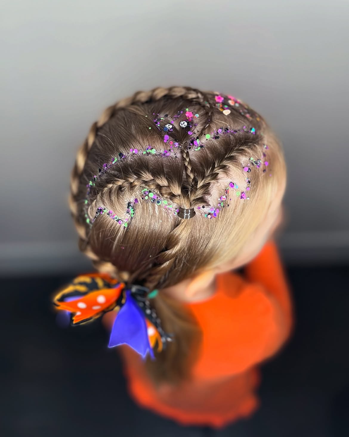 Glittery Braids With Cute Halloween Hair Accessory