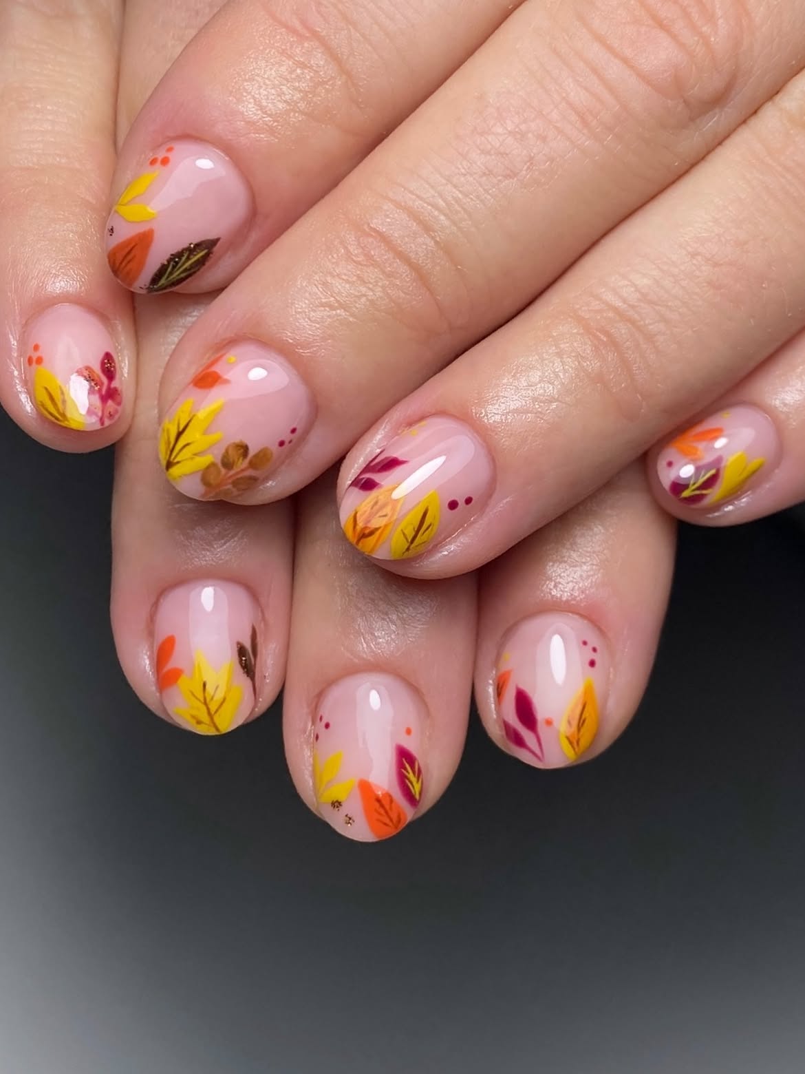 Glossy Autumn Leaves French Ombre
