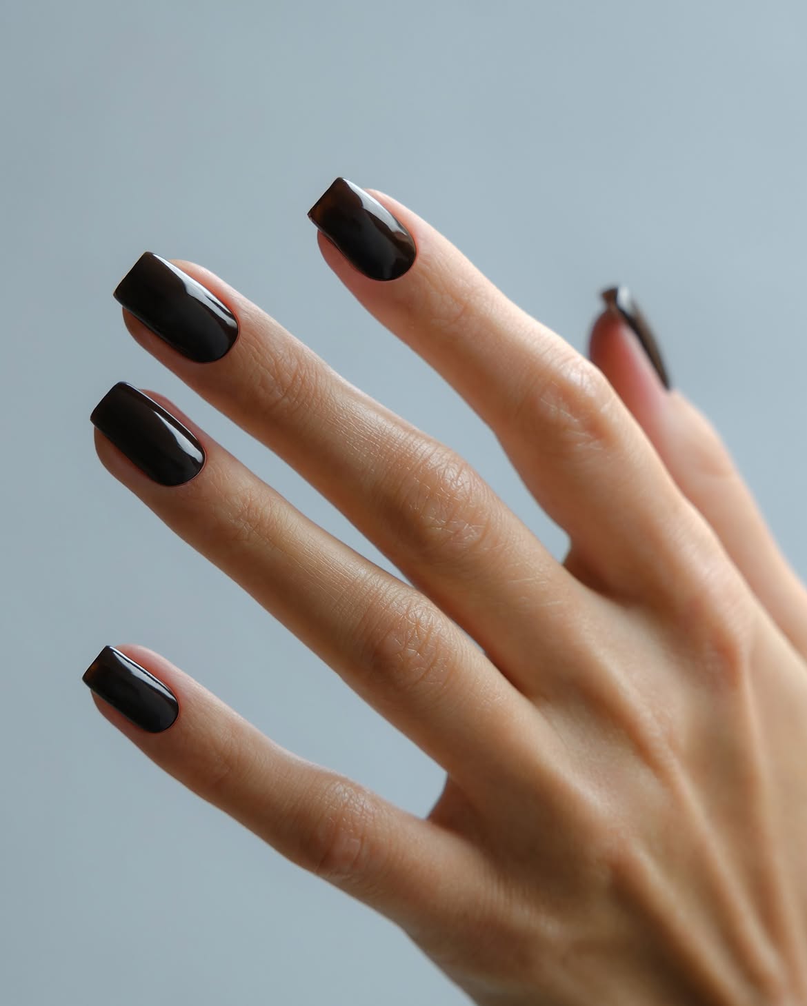 Glossy Dark Chocolate Square Nails