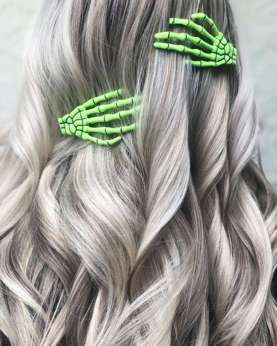Glow-in-the-Dark Skeleton Hand Hair Clips