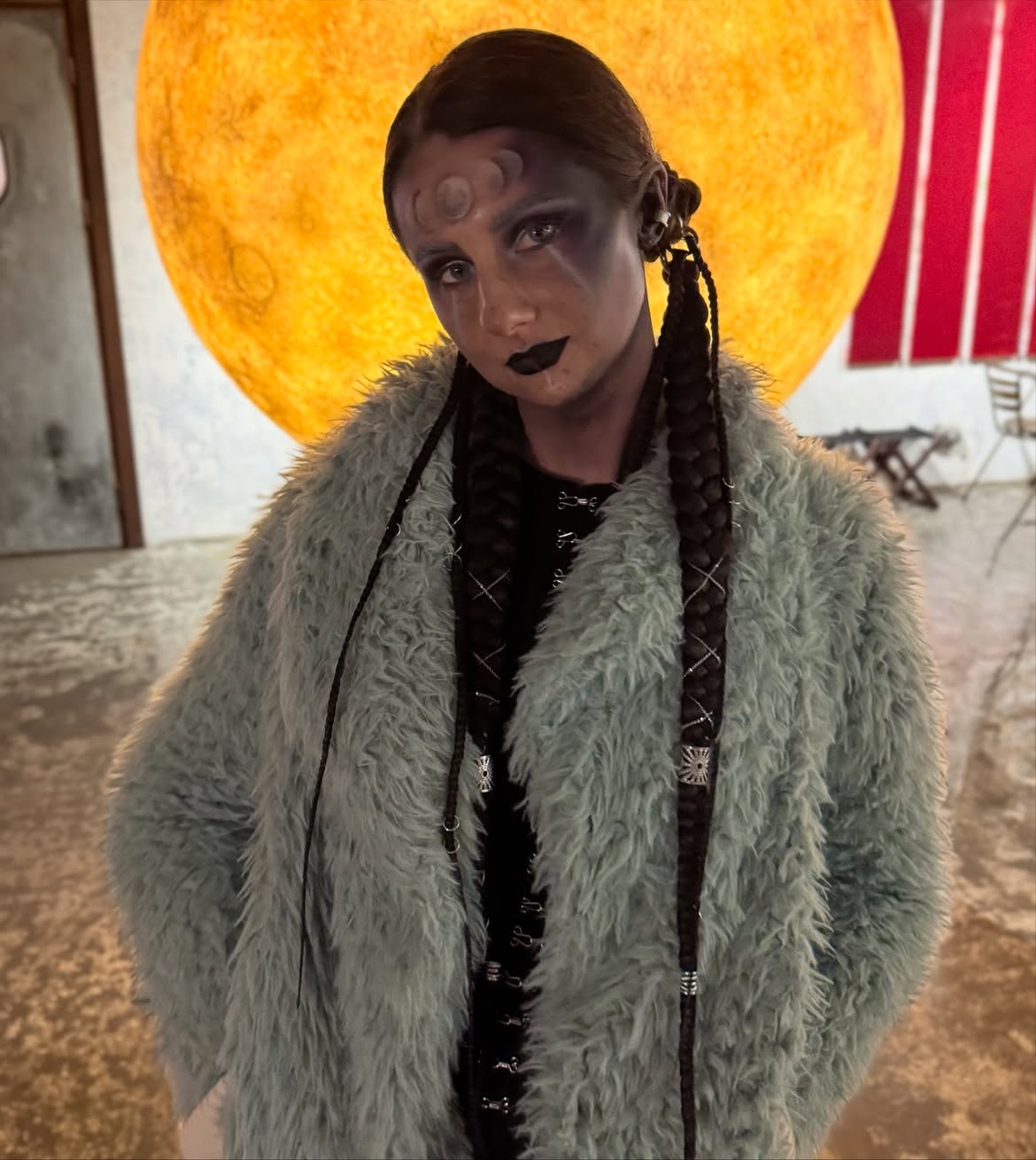Goth Celestial Braids With Moon Accents