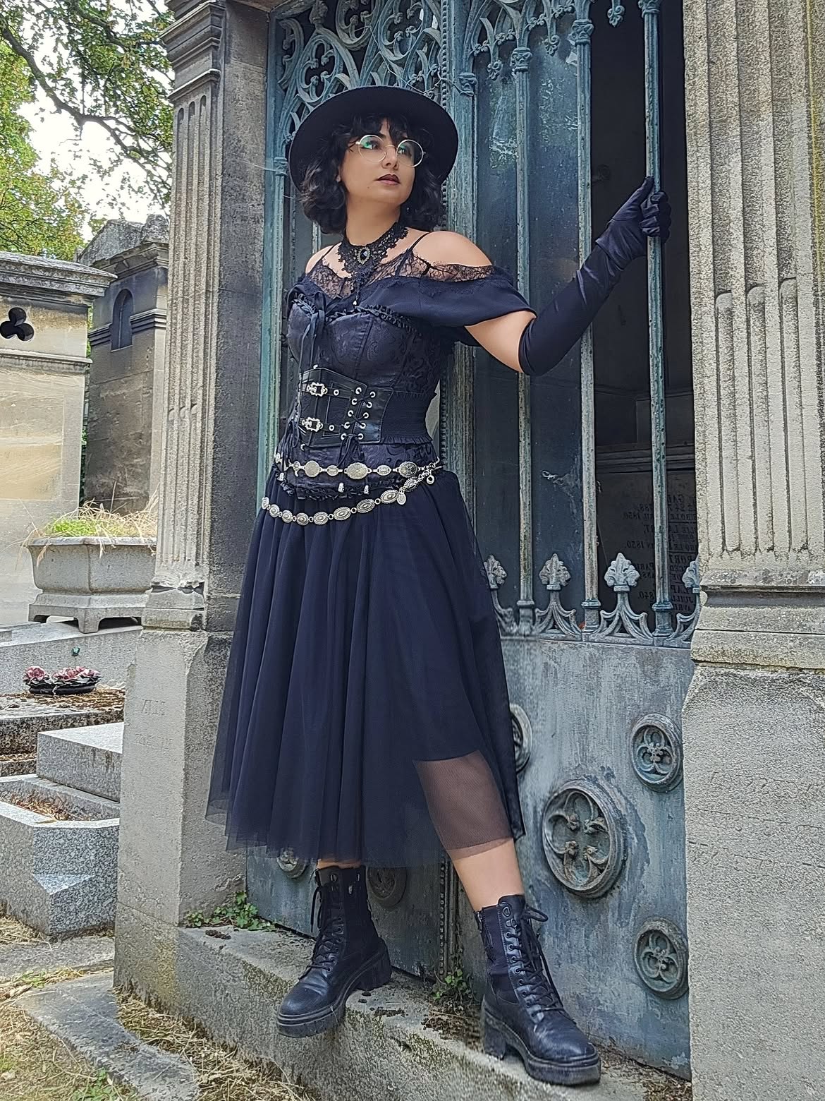 Gothic Lace Corset And Tulle Skirt Ensemble