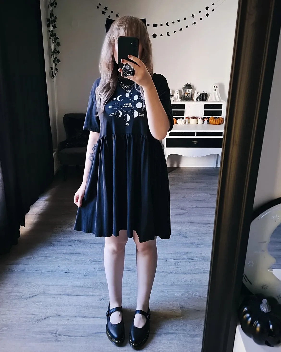 Gothic Moon T-Shirt Dress With Mary Janes