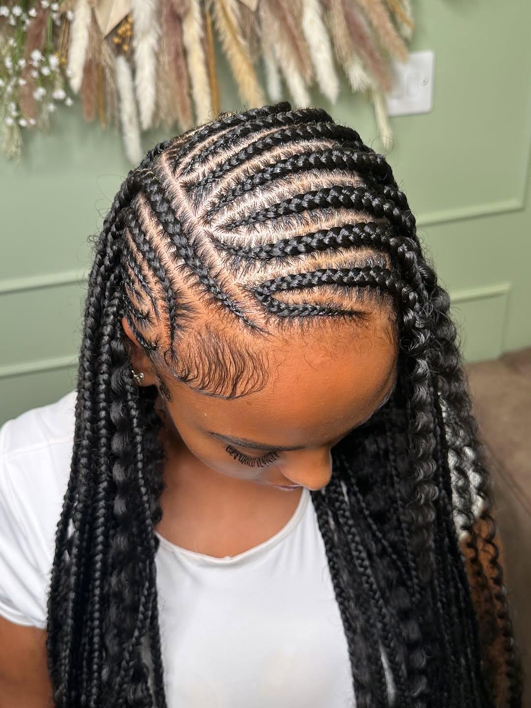Intricate Fulani Braids With Curly Ends