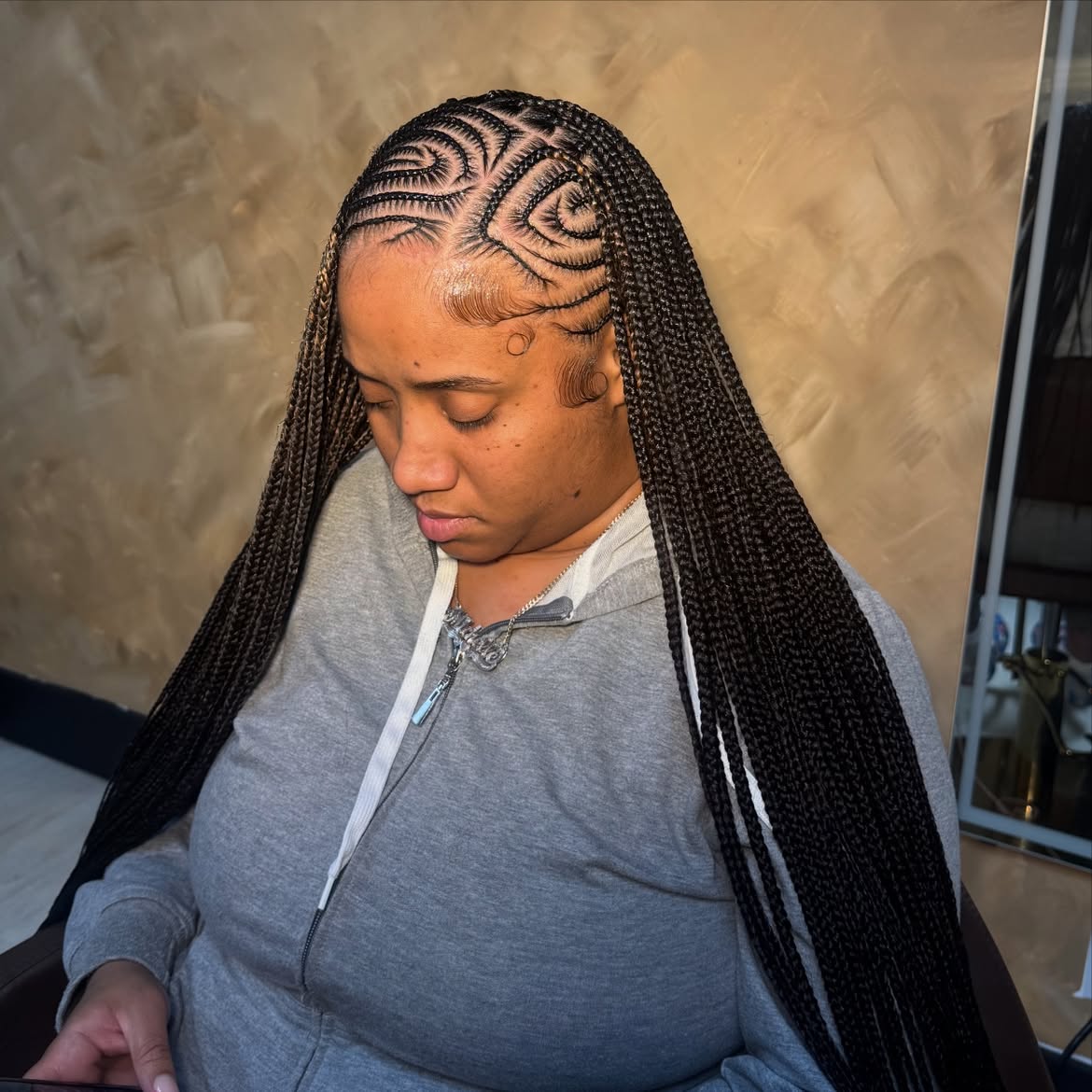 Intricate Fulani Braids With Swirl Pattern