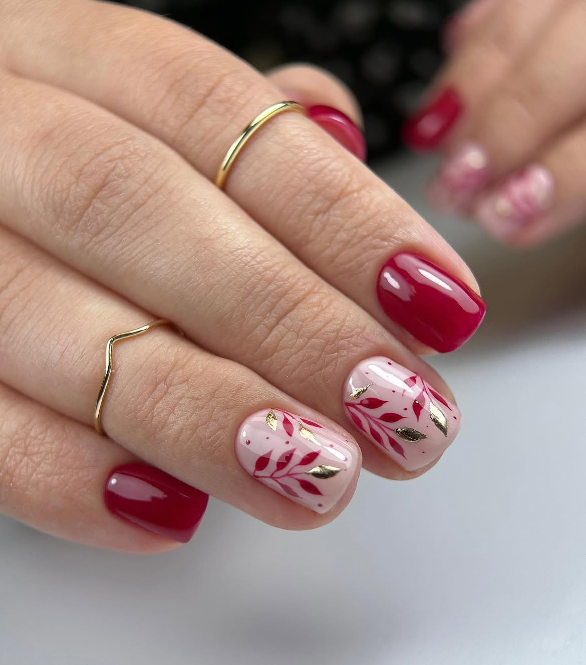 Jewel Tone Leaf Fall French Tips