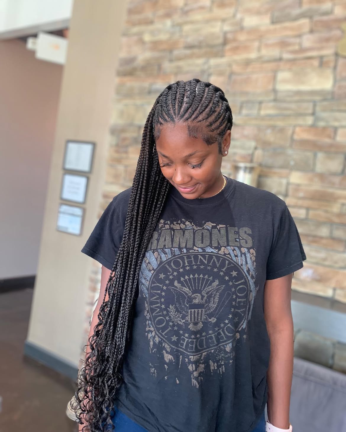 Long Goddess Braids With Deep Side Part