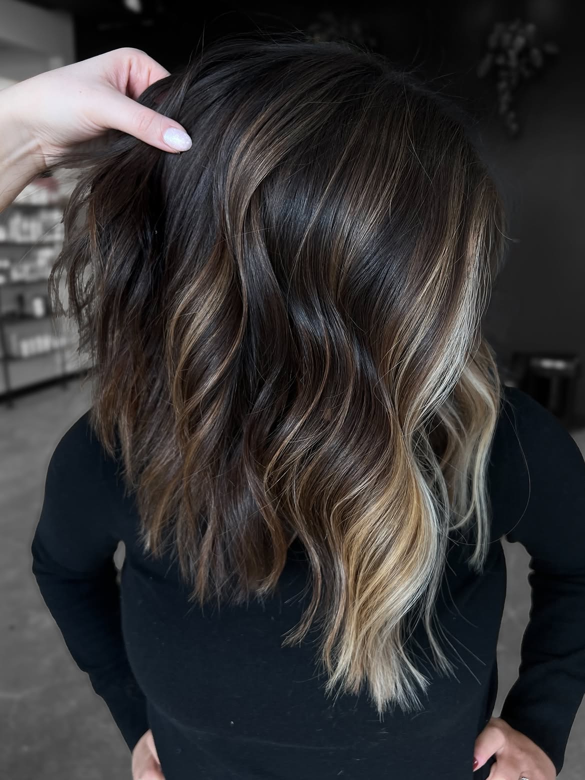 Mahogany Brown With Caramel Balayage Waves
