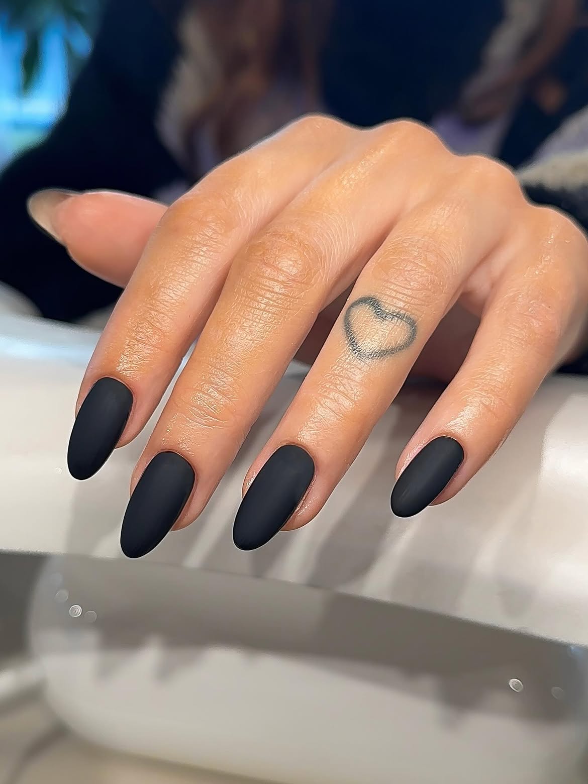 Matte Black Almond Nails