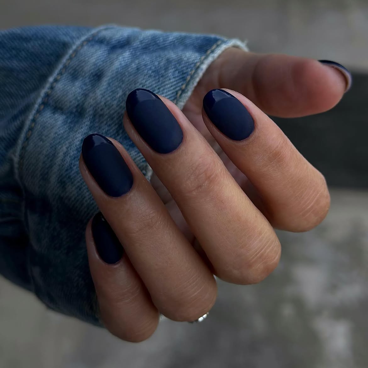 Matte Navy with Glossy French Tip Accents