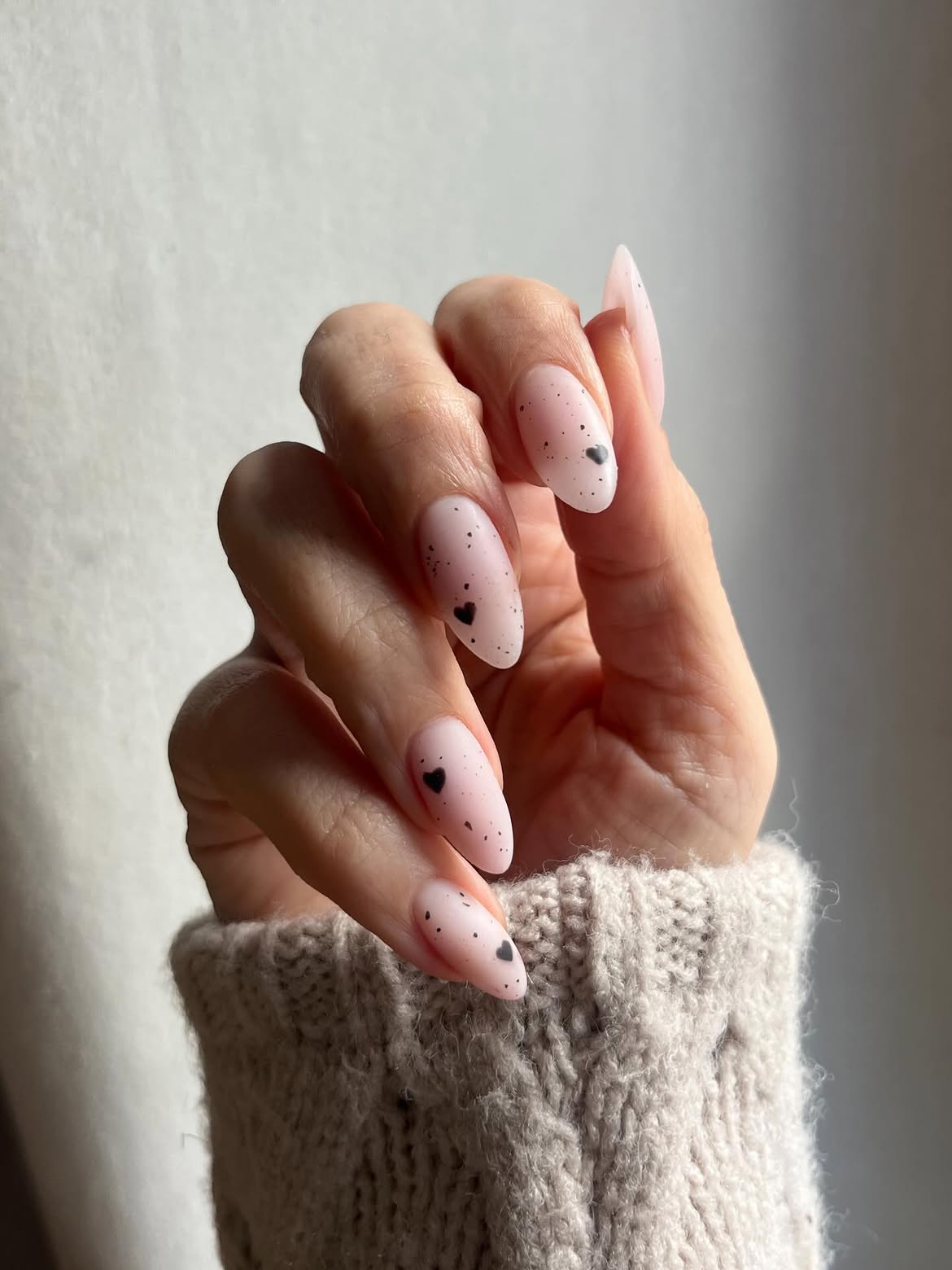 Matte Pastel Pink with Black Heart Accents