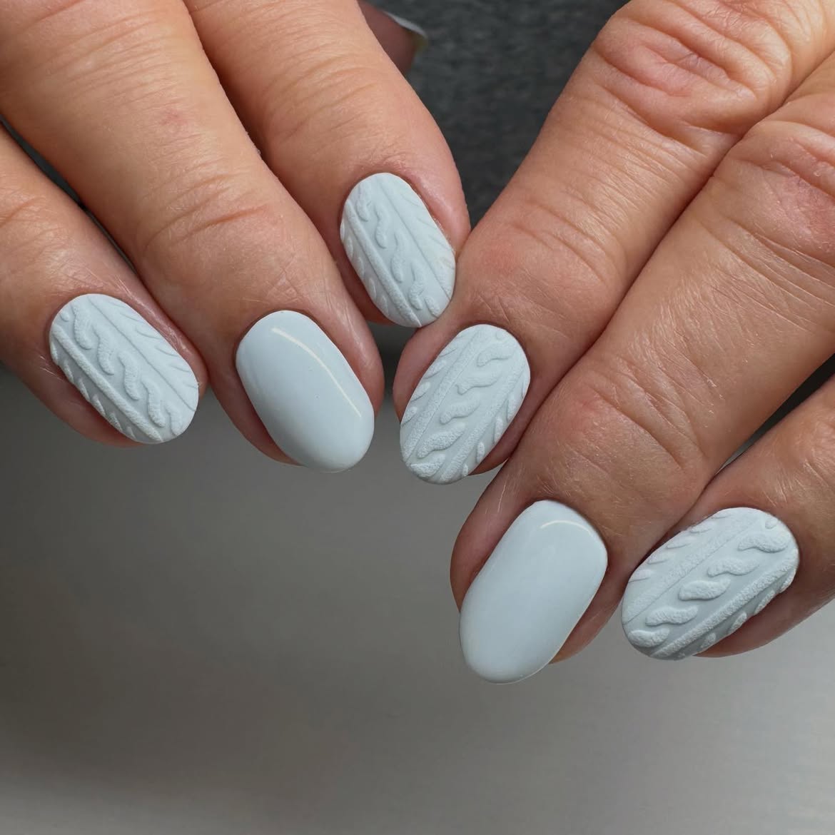 Matte White Cable Knit Sweater Nails