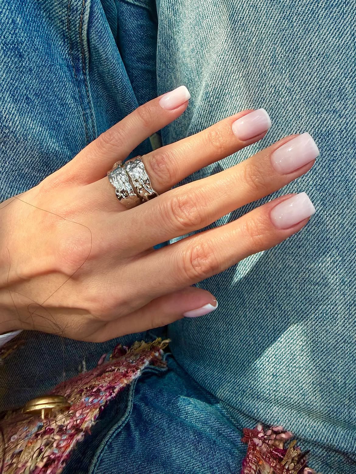 Milky Pink Ombre French Tips Minimalist Nails