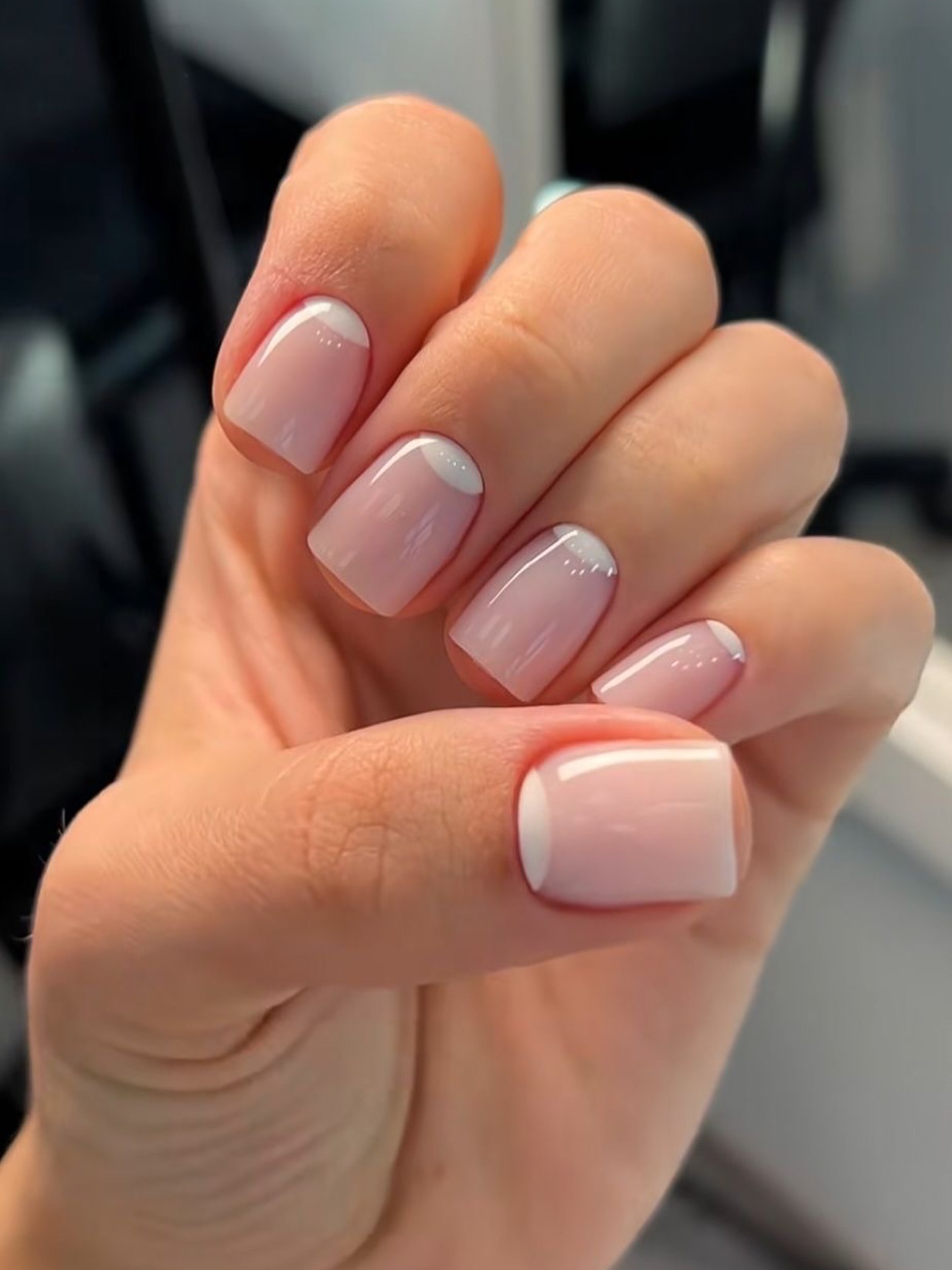 Modern Half Moon French Manicure