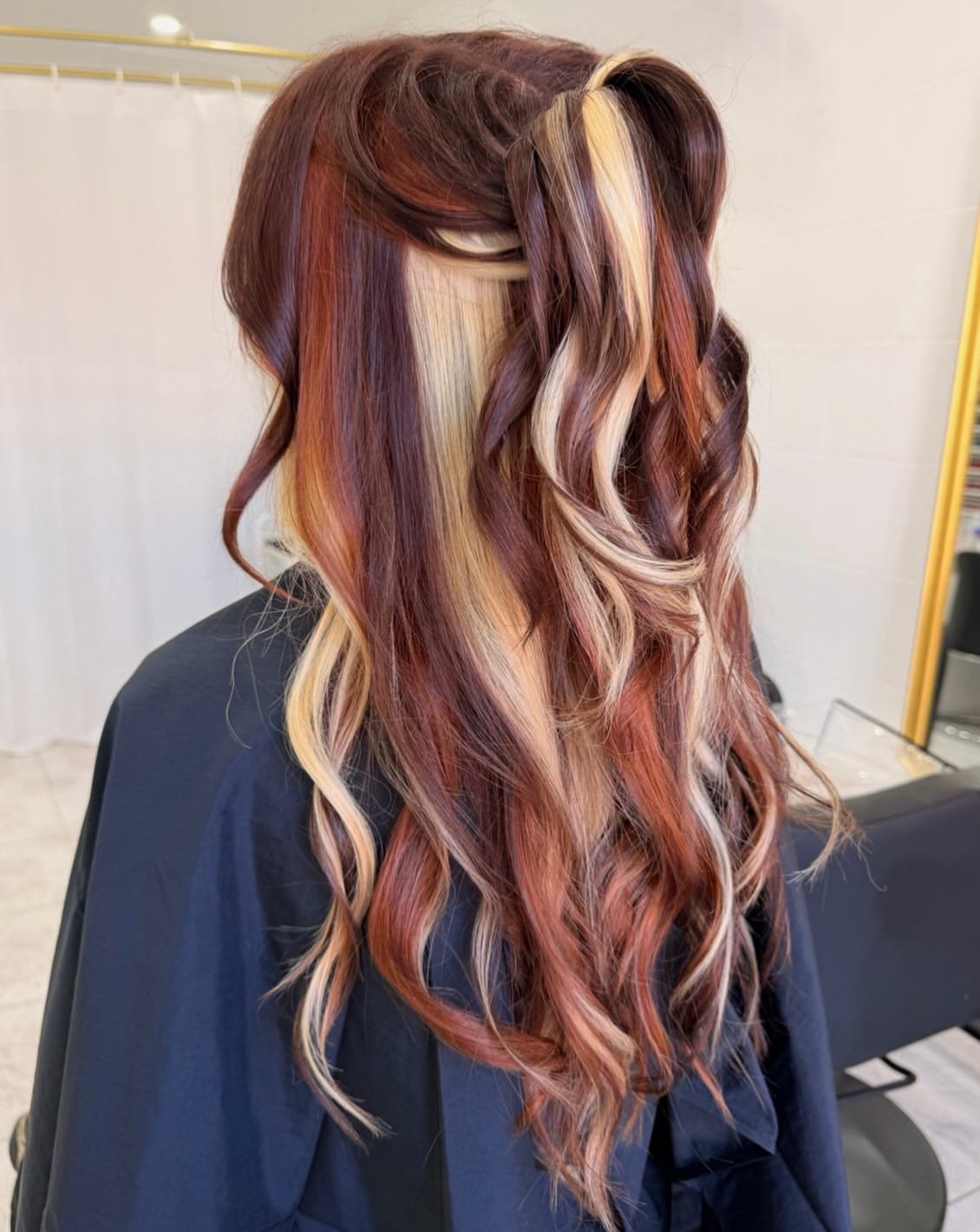 Peekaboo Copper and Blonde Highlights