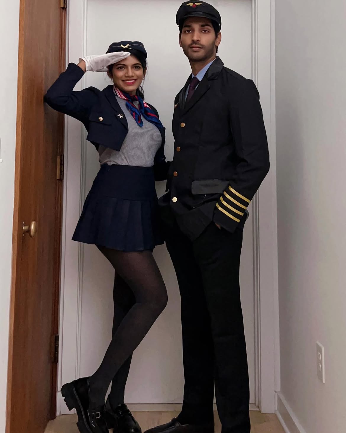 Pilot and Flight Attendant Halloween Costume Duo